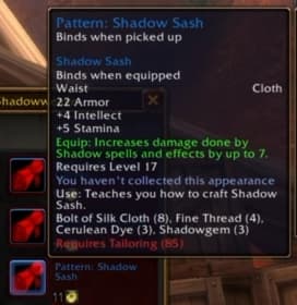 Shadow Sash: Complementary dark accessories to round out the set.