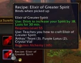 Elixir of Greater Spirit: Boosts spirit regeneration rates.