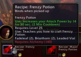 Frenzy Potion: Briefly accelerates your attack speed and physical output.