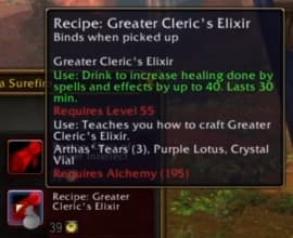 Greater Cleric's Elixir: Amplifies all healing spells cast by the consumer.