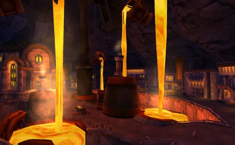 A glowing red-hot metal breastplate resting on an anvil in a dimly lit blacksmith forge