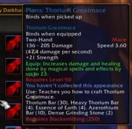 Thorium Greatmace: A massive, crushing two-handed mace designed to shatter armor.