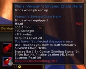 Veteran's Silvered Chain Helm: Core mail pieces offering clean, unadulterated physical stats.