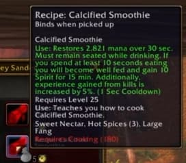 Calcified Smoothie: Grants a boost to your Spirit and XP gain.