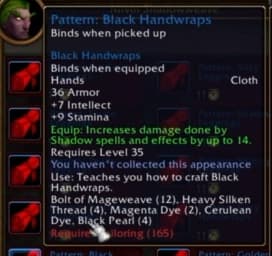 Black Handwraps: Dark cloth accessories tailored for aspiring shadow weavers.