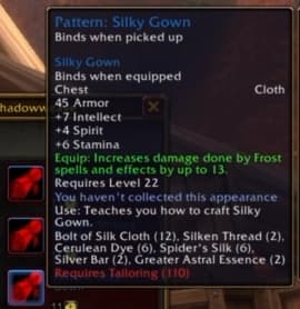 Silky Gown: Smooth, cold-resistant garments tailored for frost mages.