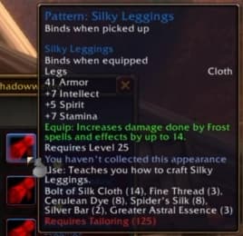 Silky Leggings: Smooth, cold-resistant garments tailored for frost mages.